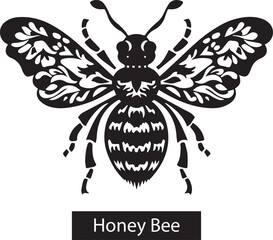 Honey bee Silhouettes Insect silhouette isolated on white back ground