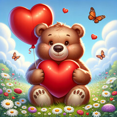 A bear in the land of love, celebrating Valentine's