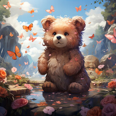 A bear and hearts make for a sweet Valentine's scene