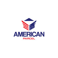 Modern Colorful AMERICAN PARCEL Stars logo design
