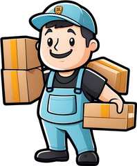 delivery man with box packaging