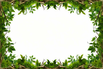 Frame made of leaves and branches for photo.