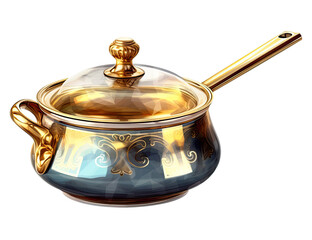 The pot looks luxurious, shiny, vintage on transparent background PNG