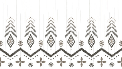 Brow geometric and flower ethnic ikat design. textile fashion pattern line ikat seamless pattern and batik fabric texture asian background wallpaper geometry indian. Ethnic abstract ikat art .