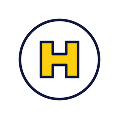 Hospital icon isolate white background vector stock illustration.