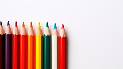 Background of school supplies concept,Top view of Color pencils on minimal and clean background.