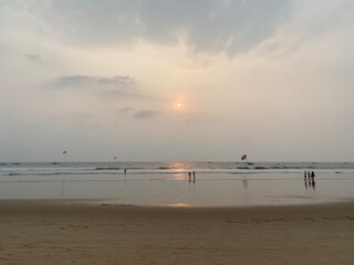 Sunset on a quiet beach in North Goa.