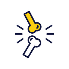 Broken Bone icon isolate white background vector stock illustration.