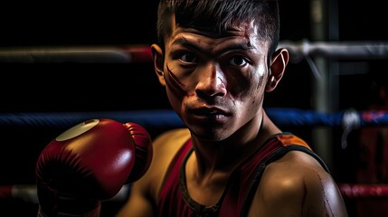 Angry Athlete Boxing in Gym with Determination and Strength