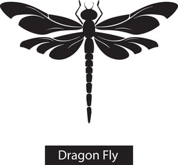Dragon Fly Silhouette single isolated on white background