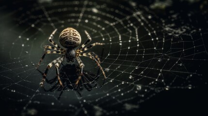 A spider spinning its web  AI generated illustration