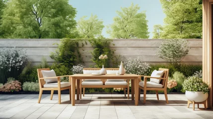Foto op Canvas patio light wooden outdoor serene illustration nature design, wood outside, house architecture patio light wooden outdoor serene © vectorwin