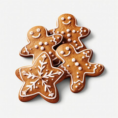 Christmas gingerbread cookies isolated on a white background. 3d rendering