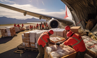 Humanitarian Wings, Medical Aid Plane Delivering Emergency Relief and Healthcare Supplies - obrazy, fototapety, plakaty