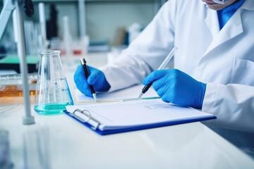 Fototapeta premium Researcher Documenting Scientific Observations in LAB Room