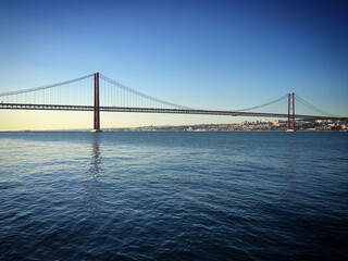 25 de Abril Bridge over the Tejo river in Lisbon, Portugal, December 2017