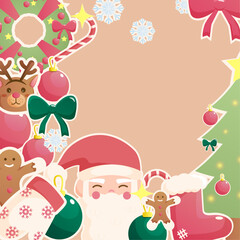 christmas banner with santa and christmas elements