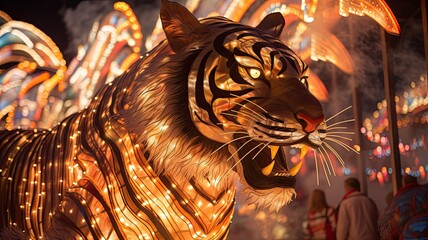 Close-up shots of specific attractions at light festivals, showcasing the attention to detail in creating captivating displays