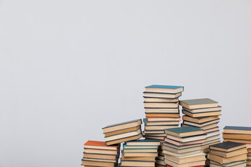 library learning science stack of books on white background training