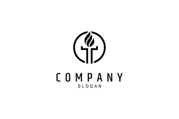 Torch logo with circle shape in flat design