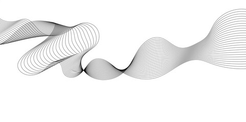 Abstract wavy grey stream element for design on transparent background isolated. frequency sound wave lines, technology, data science, business wave line background. Vector illustration.