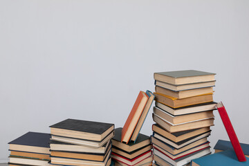 stack of books on white background learning library teaching science