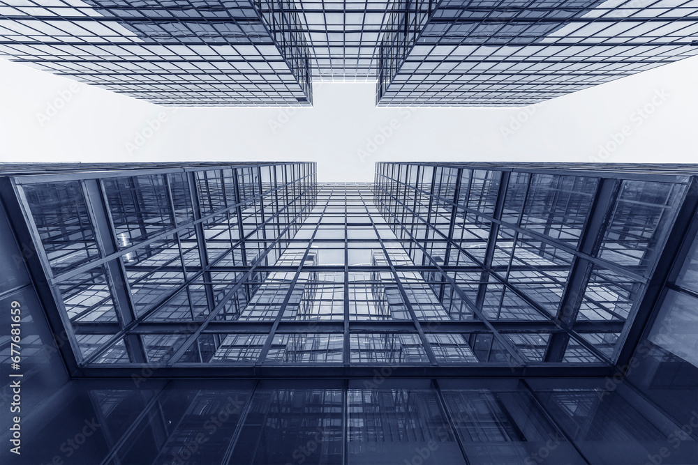 Aufkleber Exterior of modern architecture. Building abstract background