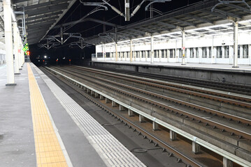 Naklejka premium Train station with no train