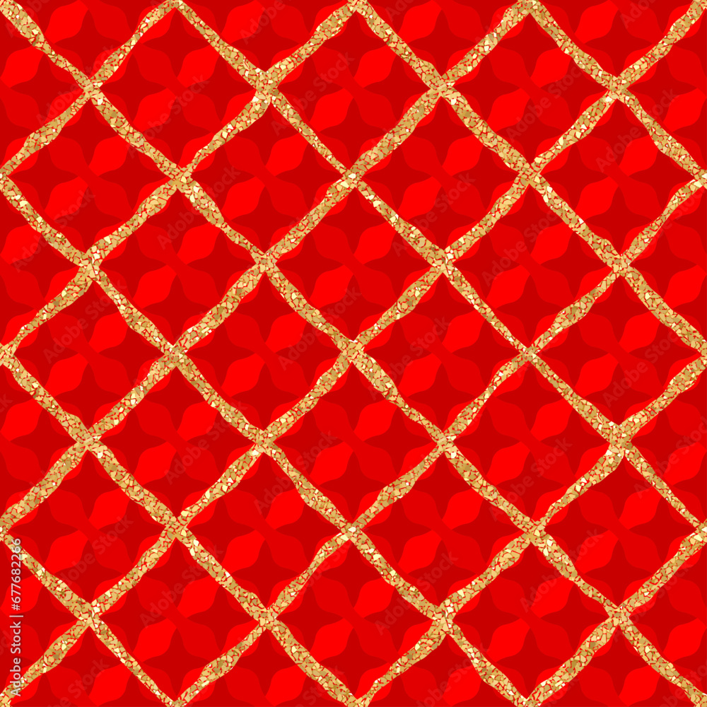 Poster Patchwork textile pattern. Seamless plaid design background. Merry Christmas cozy pattern.