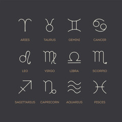 Set of astrological signs. 