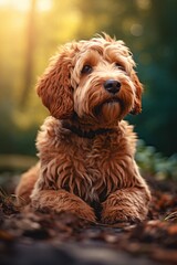 Goldendoodle Sitting created with Generative AI Technology, ai, generative
