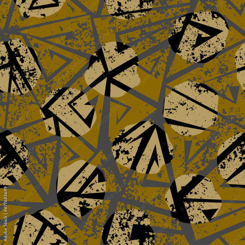 Aufkleber Grunge Geometric Vector Seamless Pattern made in ethnic style. African traditional design. Creative boho pattern.
