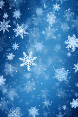 Fototapeta na wymiar Light blue winter, stylized frame and background with snowflakes and stars, illustration that can be used during holidays or on a card, invitation or new year. Flying border with snow. Generative AI.