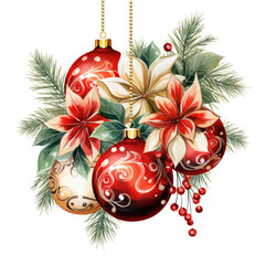 Vintage christmas watercolor clipart on white background