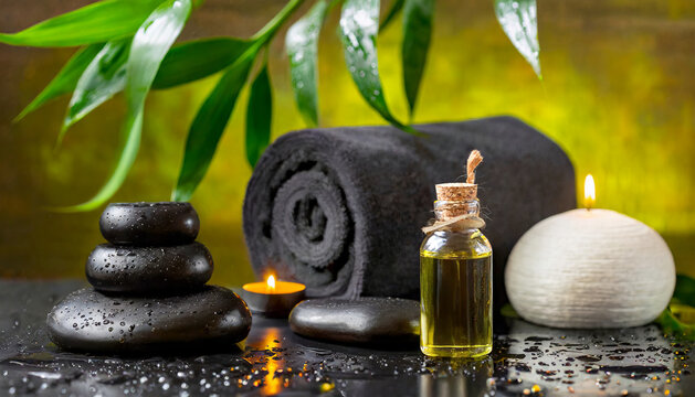 Wellness and relaxing with hot stones and massage with aromatic oils