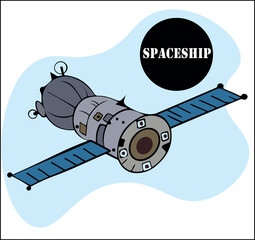 Spacecraft realistic with isolated rocket, satellite shuttle space station on white background. vector illustration. Planet Earth and space craft.