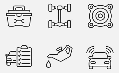 Set of car outline icons, auto, automobile. Linear icon collection. Vector illustration
