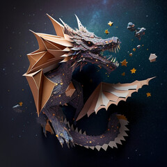 Handcrafted Cosmic Dragon: Papercraft with Starry Details