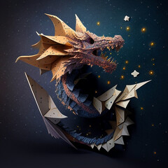Starry Night Guardian: Papercraft Dragon Sculpture