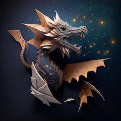 Galactic Papercraft Delight: 3D Dragon with Stars