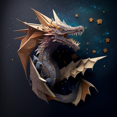 Papercraft Wonders: Cosmic Dragon with Starry Details