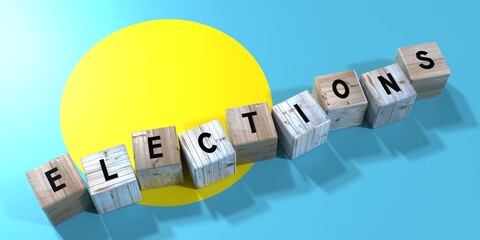 Palau - elections concept - wooden blocks and country flag - 3D illustration