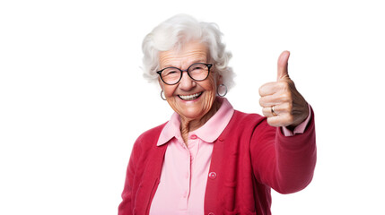 Happy Senior Woman Giving Thumbs Up - Transparent Background