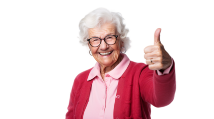 Happy Senior Woman Giving Thumbs Up - Transparent Background