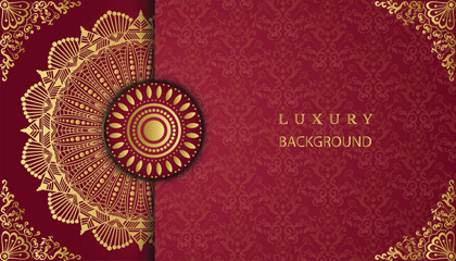 Luxury ornamental mandala design background in gold color. Beautiful luxury mandala background. Design for invitation, wedding card, Diwali, decoration. India, Indian, Arabic, Damask, Asian, Turkish