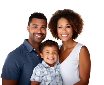 Happy Family Portrait: Parents and Son Isolated on Transparent Background