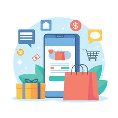 Shopping Online on website. mobile application. Vector illustration
