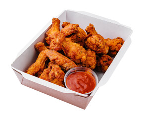 Takeaway box of crispy grilled chicken legs