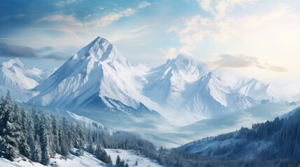 alpine snowy scenery hiking mountain illustration range aerial, arctic landscape, arctic panorama alpine snowy scenery hiking mountain - obrazy, fototapety, plakaty