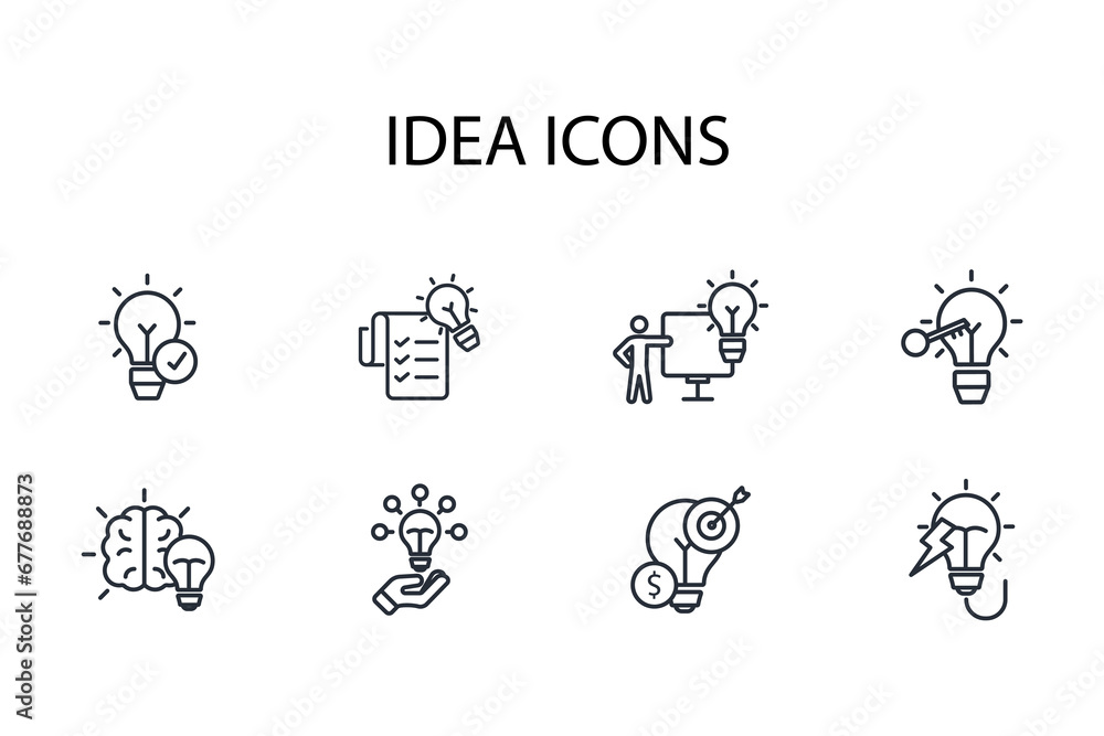 Poster idea icon set.vector.editable stroke.linear style sign for use web design,logo.symbol illustration.